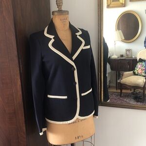 Giorgio Armani Dark Blue Blazer with White Accents
